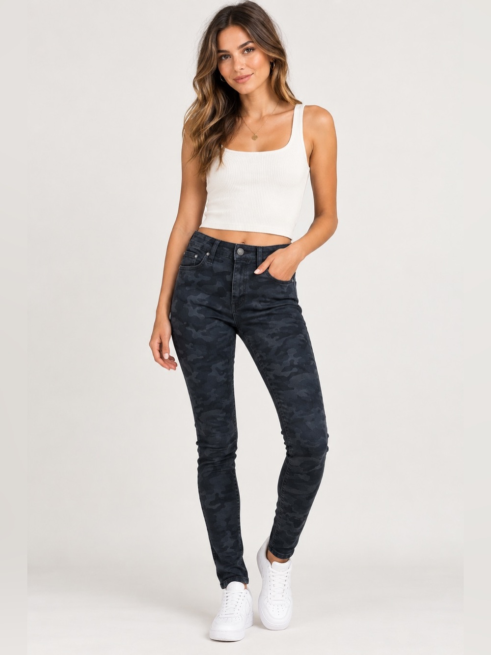 NWT Joe's "The Charlie" Grey Camo Coated High-Rise Skinny Ankle Jeans (25)